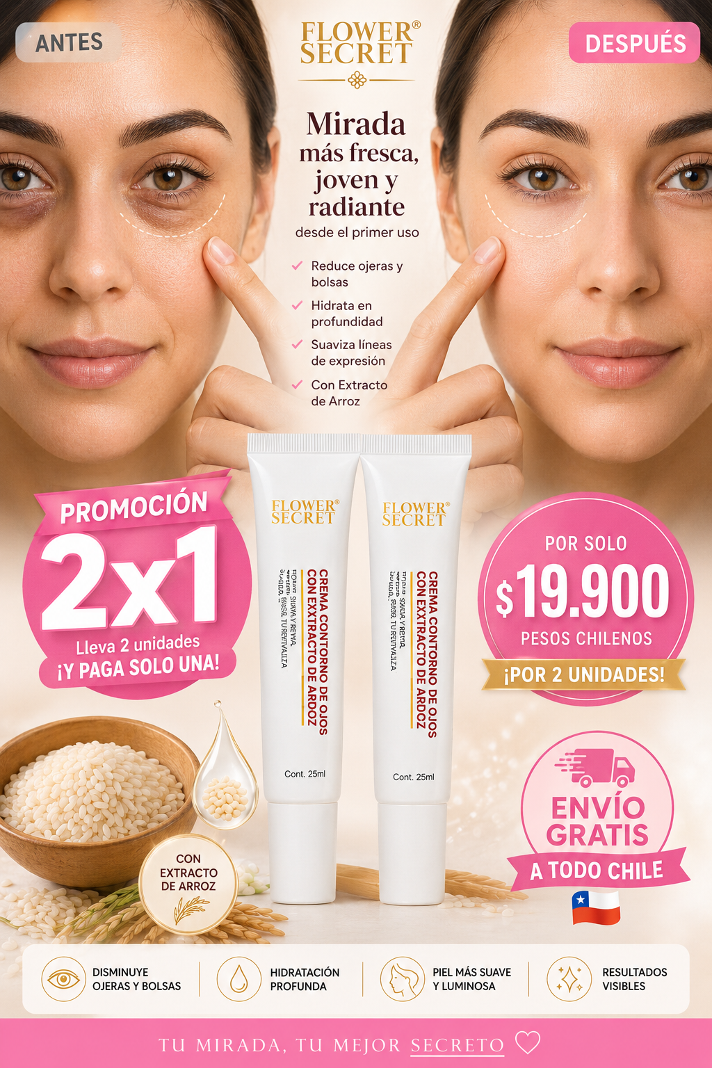 Contorno de Ojos con Extracto de Arroz 2x1