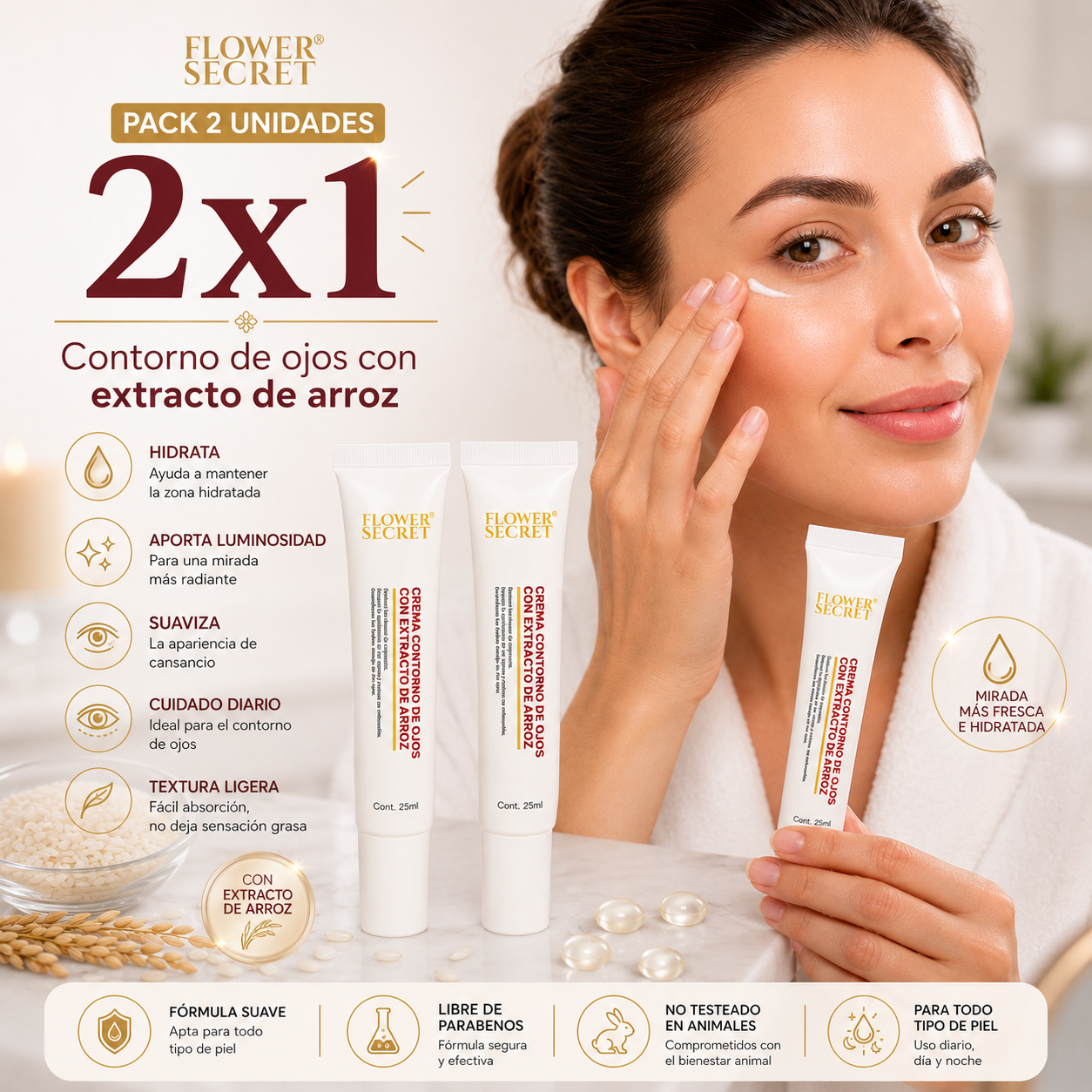 Contorno de Ojos con Extracto de Arroz 2x1